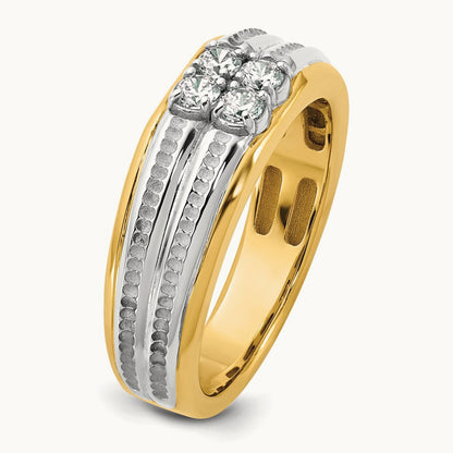 14ktt IB Goodman Mens Polished Complete 4-Stone 1/3ct Diamond Ring