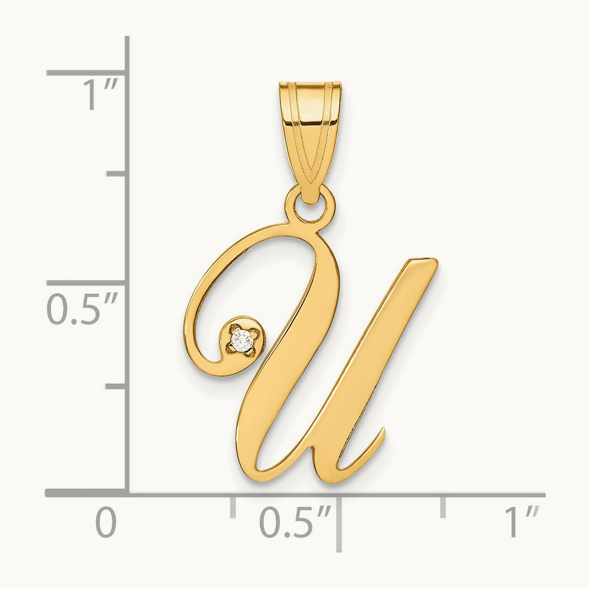 Script Initial Pendant with Diamond — U