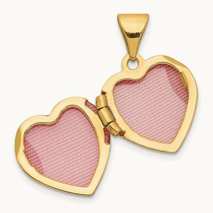 Two-toned Diamond LOVE w/Heart Charm Heart Locket, 12mm, 14K