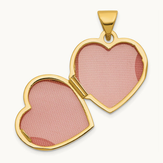 & Rhodium My Love My Life My Forever on Back Heart Locket, 15mm, 14K