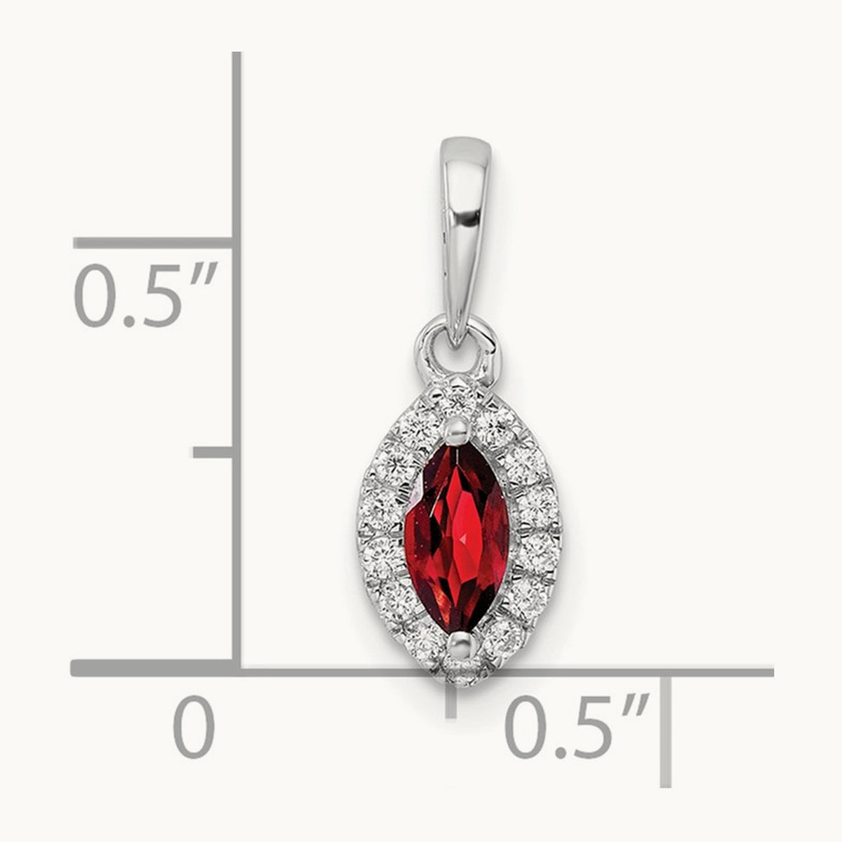 Garnet January Birthstone Pendant, 0.10 ct tw Lab-Grown Diamond