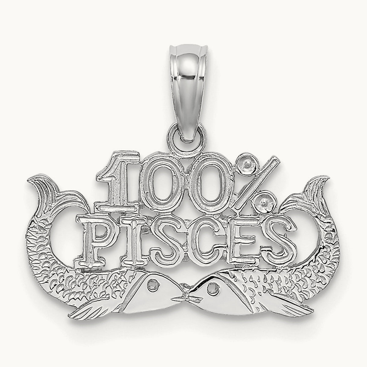100% PISCES Zodiac Charm — 14K White Gold