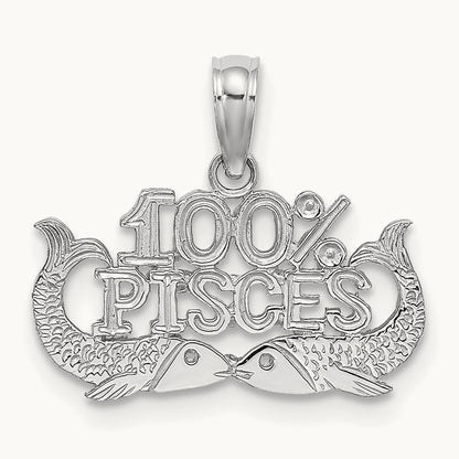 100% PISCES Zodiac Charm — 14K White Gold