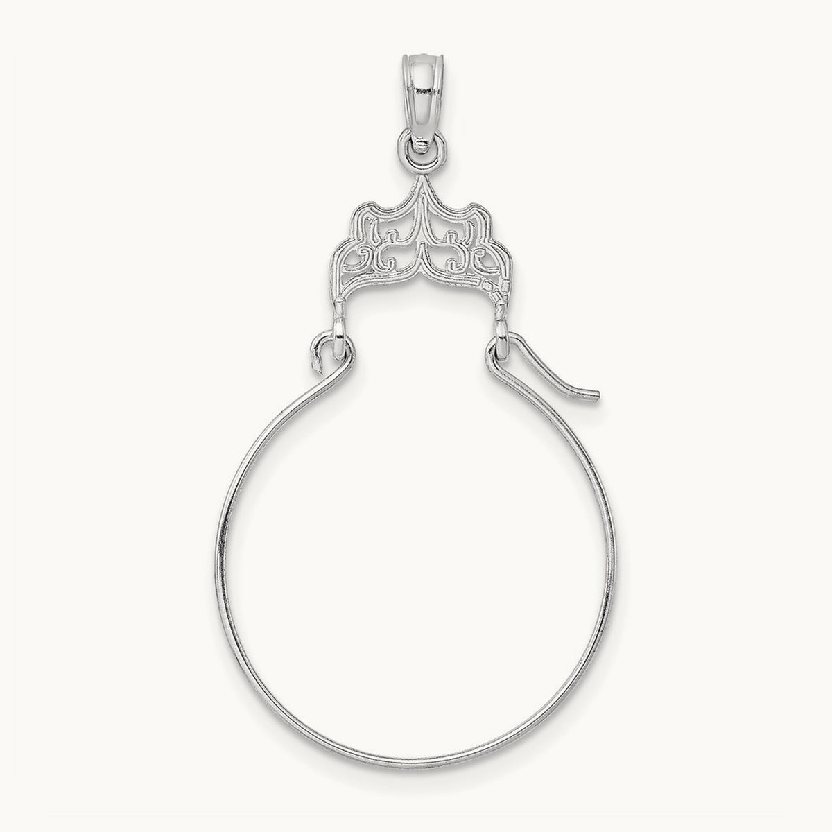 Filigree Charm Holder — 14K White Gold