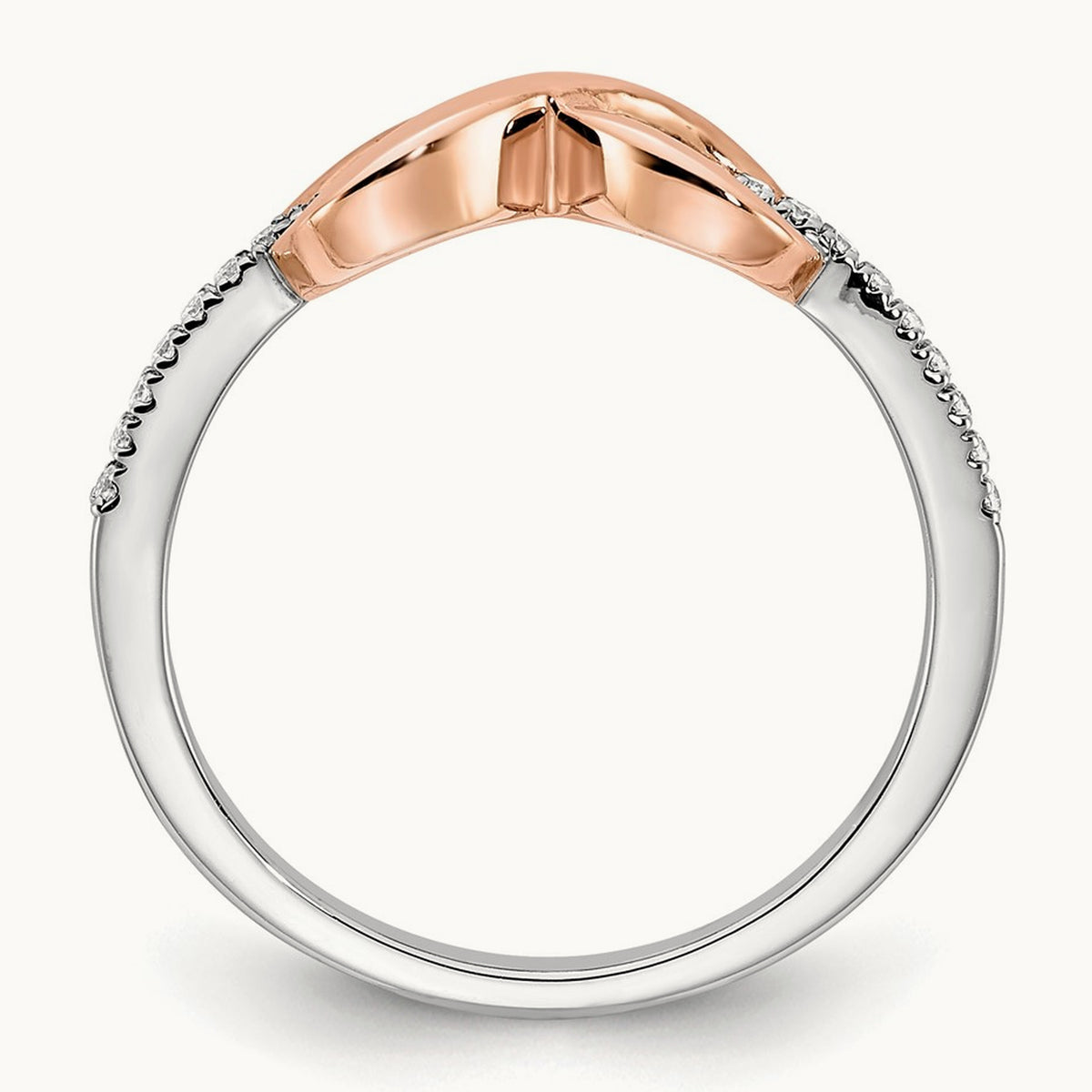 & Rose Polished Infinity Diamond Ring, 14K Two-tone White
