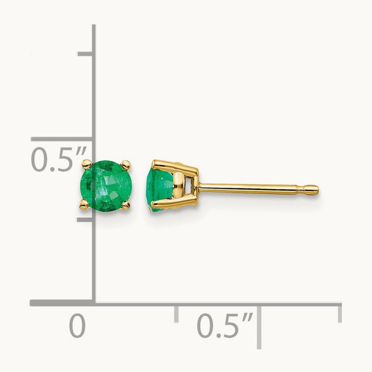 Emerald Post Earrings, 14K