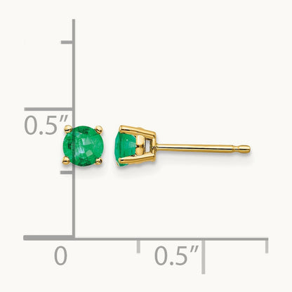 Emerald Post Earrings, 14K
