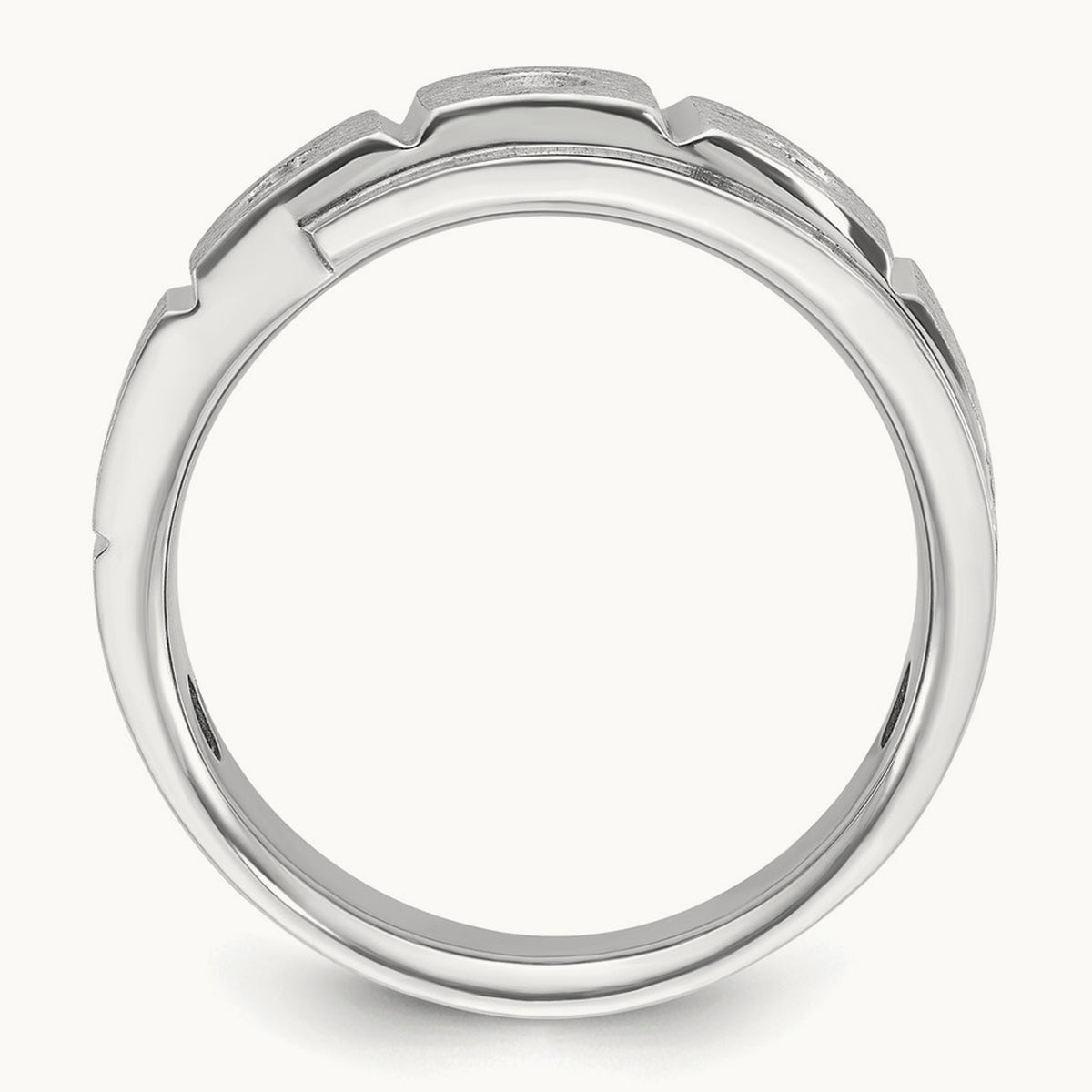 IBGoodman Men's Polished/Satin Diamond Complete Ring, 14K White Gold