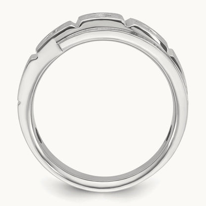 IBGoodman Men's Polished/Satin Diamond Complete Ring, 14K White Gold