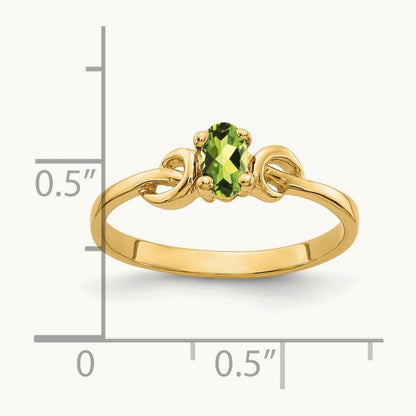 5x3mm Oval Peridot ring, 14K