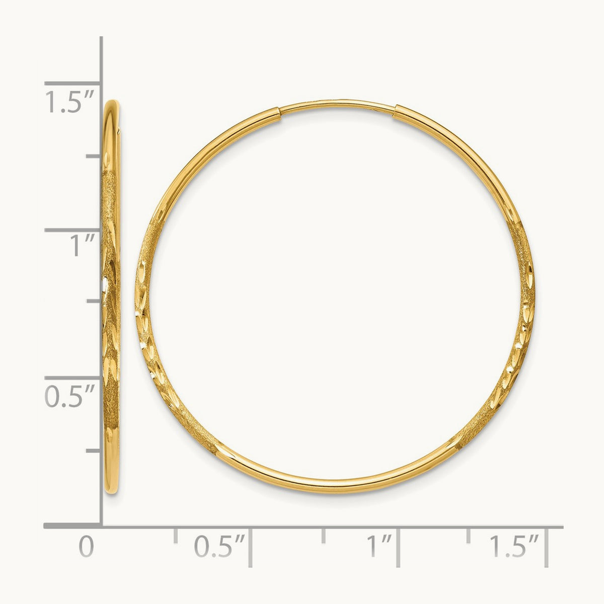 Diamond-cut Endless Hoop Earring — 14K Yellow Gold