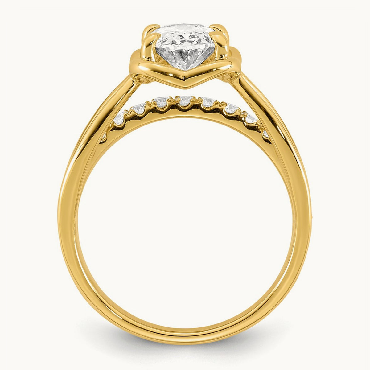 Certified Oval Center Lab Grown Diamond VS+ F+ Ring, 14K Yellow Gold