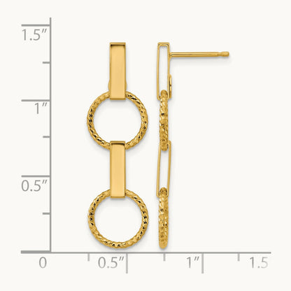 Polished and Diamond-cut Circle Dangle Post Earrings, 14K — Leslie's