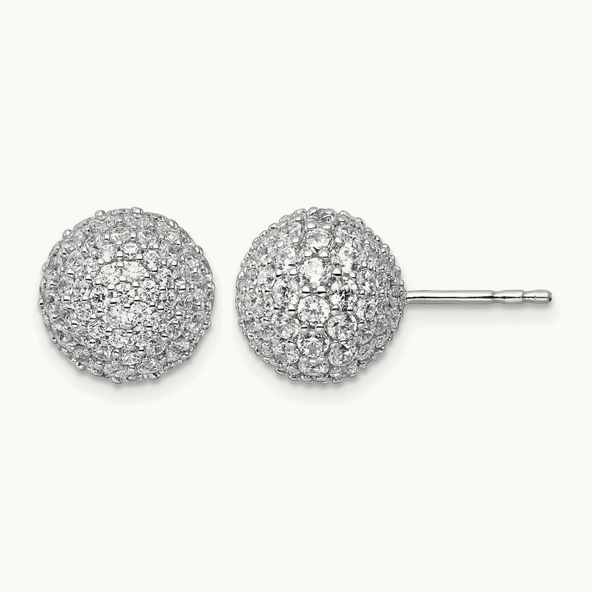 Pave Ball Stud Post Earrings, 2.75-4.25 ct tw Lab-Grown Diamond — 4 1/5 ct, 14K White Gold