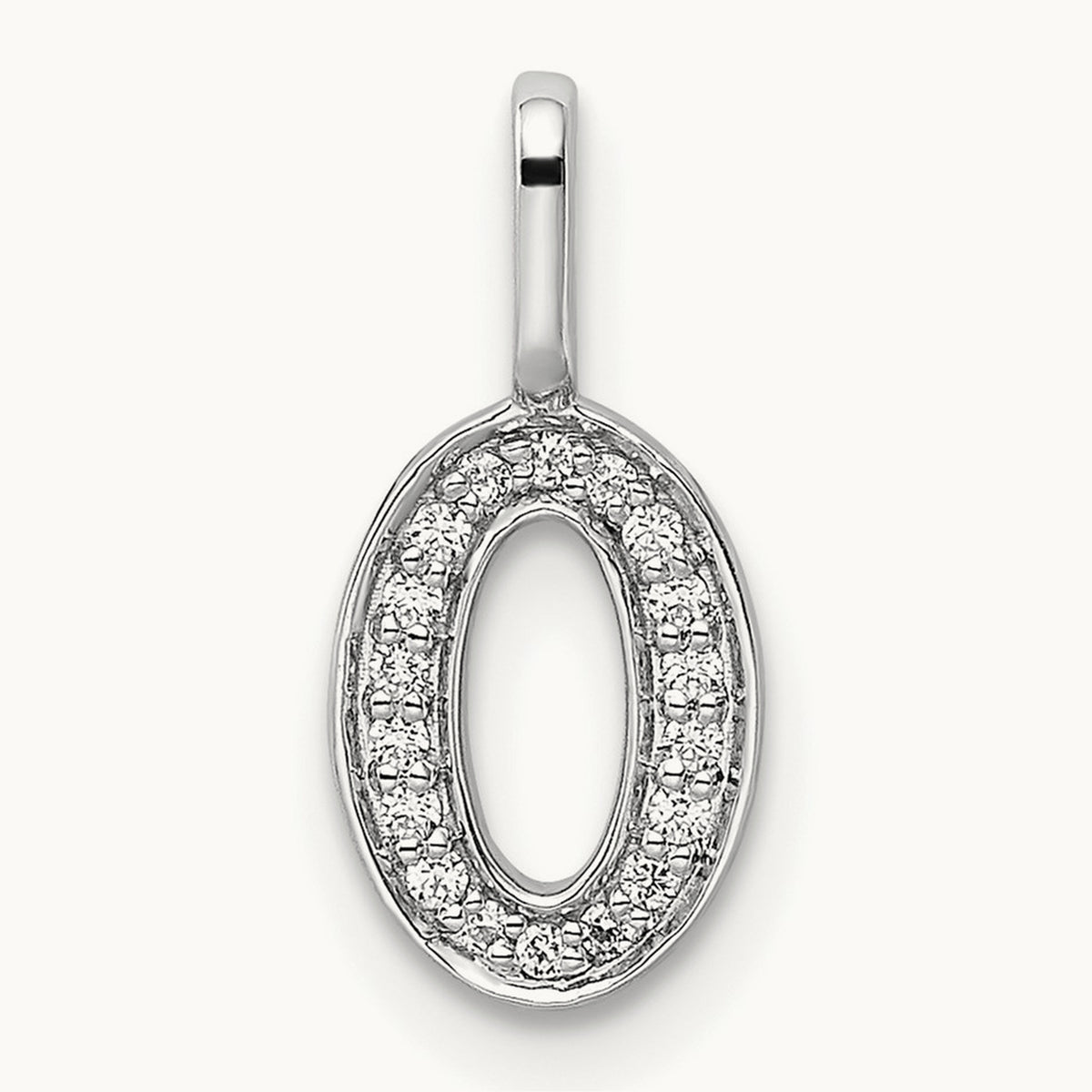 Diamond Number 0 Pendant — 14K White Gold, 15.24mm