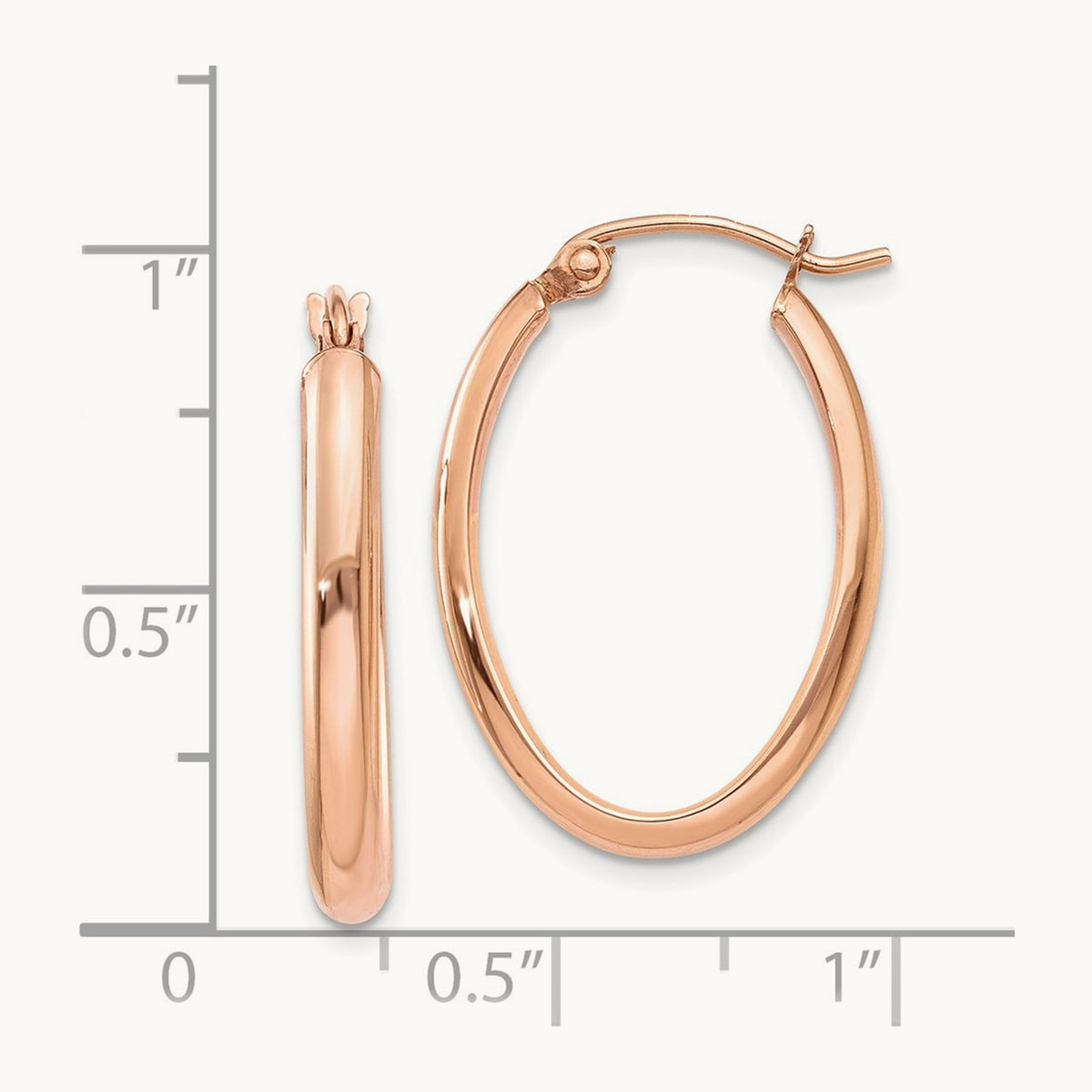 Polished Half-Round Oval Hoop Earrings — 16.5mm