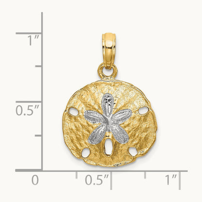 Polished Sand Dollar Charm, 14K with White Rhodium