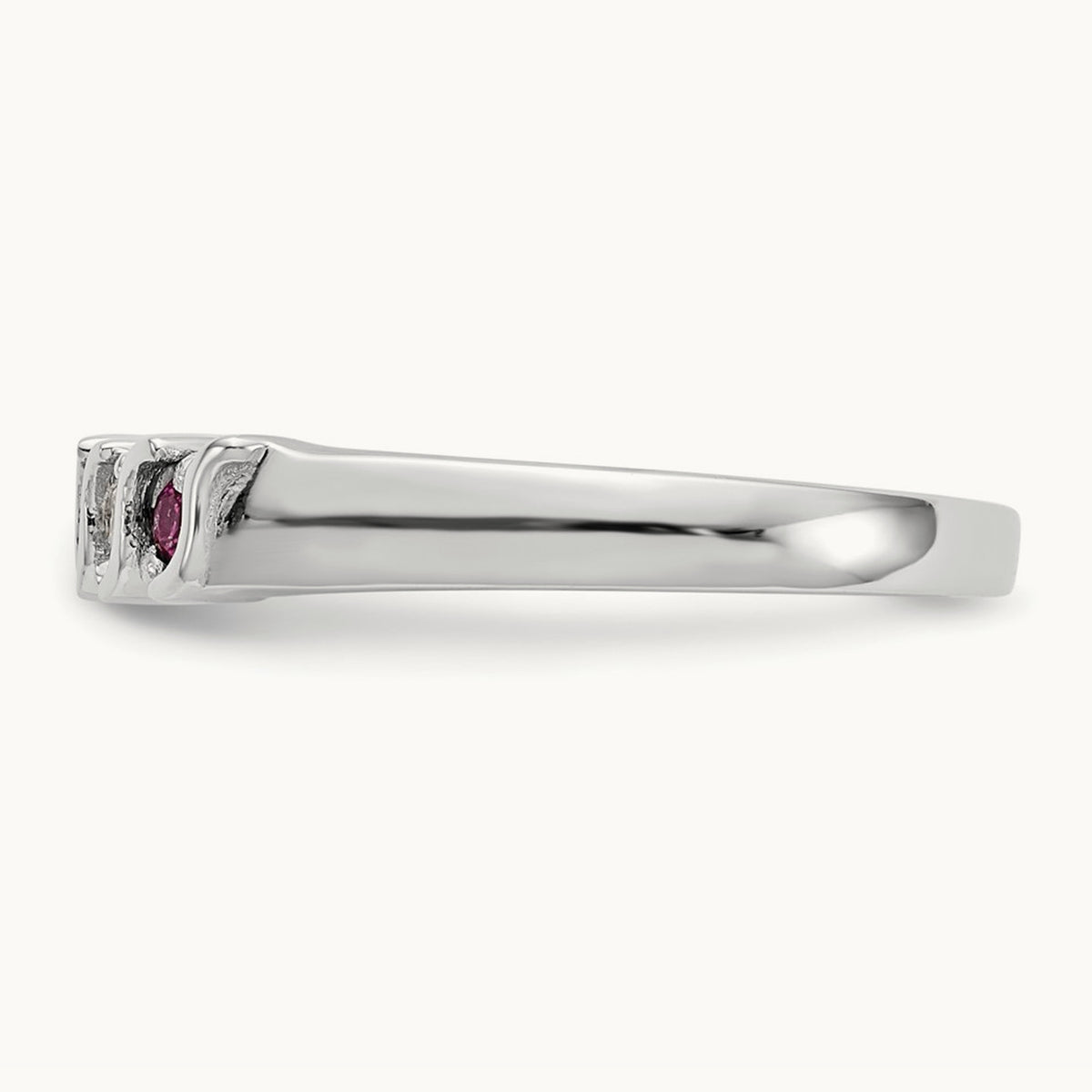Diamond with Ruby Band — 14K White Gold, 0.09 ct, 7