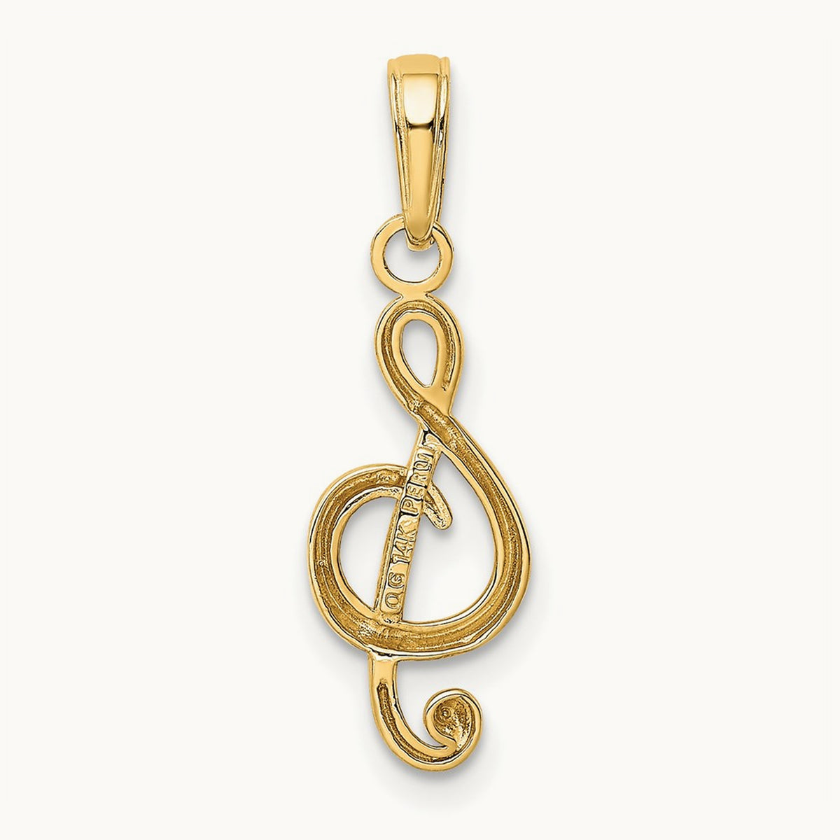 Polished Open-Backed Treble Clef Pendant — 14K Yellow Gold