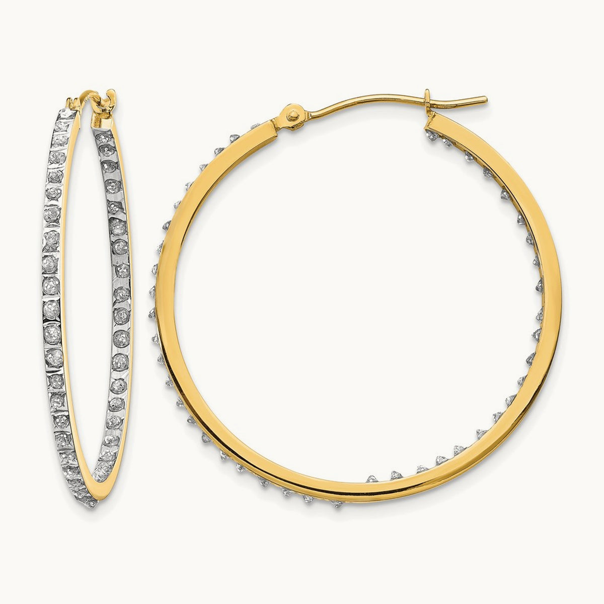 Diamond Fascination Diamond Dust/Accent Hoop Earrings — 35mm