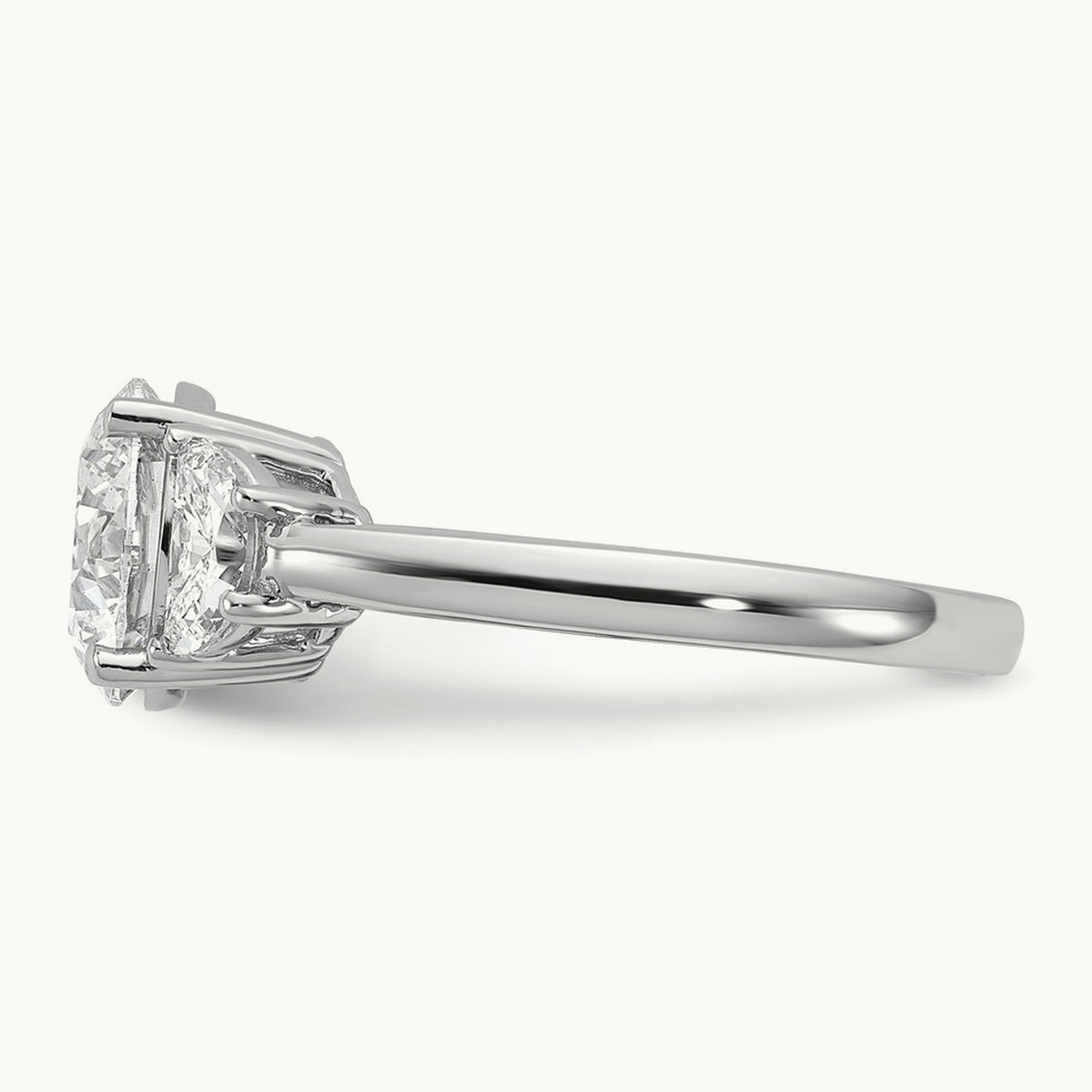 Round 3 Stone Engagement Ring, 1.25-4.00 ct tw Lab-Grown Diamond — 3 1/8 ct, 14K White Gold