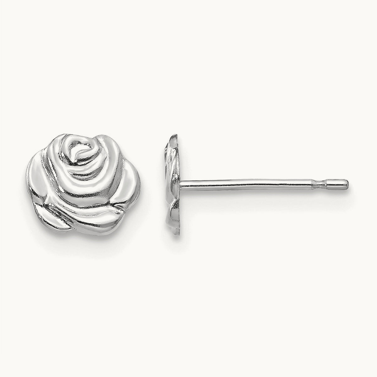 Madi K Polished Rose Post Earrings, 14K White Gold