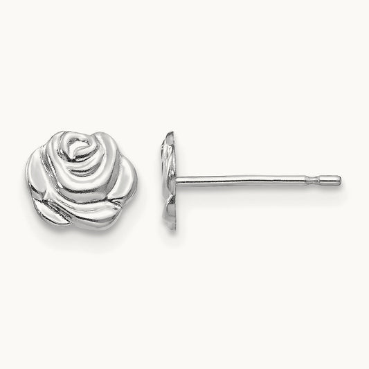 Madi K Polished Rose Post Earrings, 14K White Gold