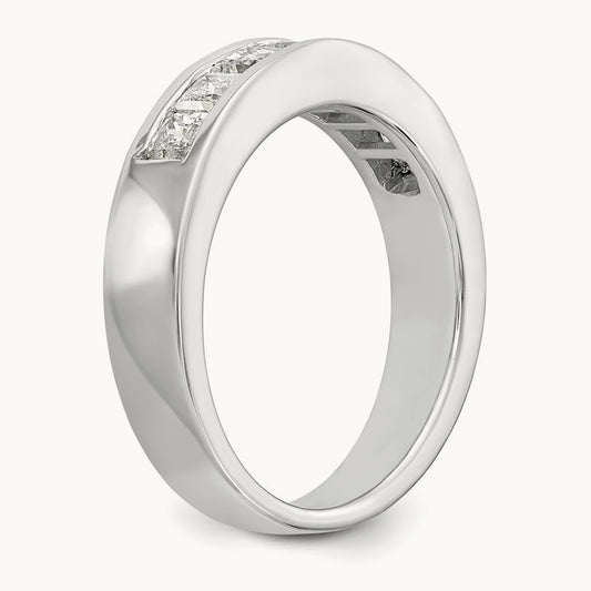 7-Stone Diamond Channel Band, 14K White Gold