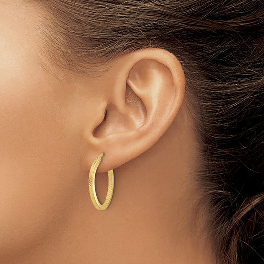 Polished and Textured Oval Hoop Earrings — Leslie's — 25mm