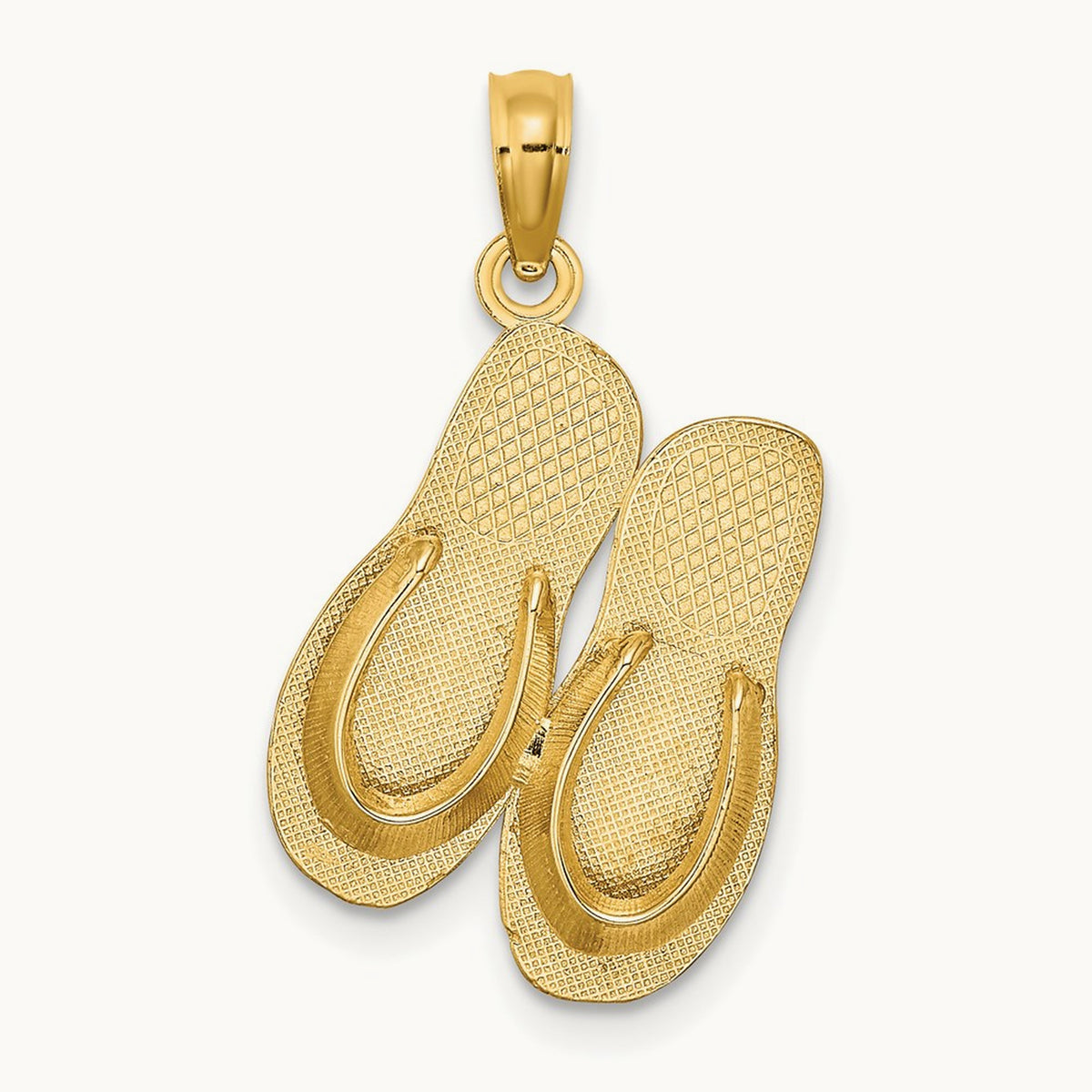 3D Large KEY WEST Double Flip Flop Charm, 14K