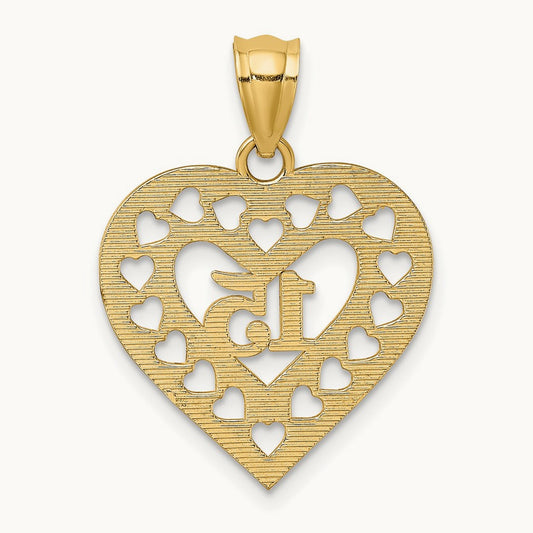 15 in Cut-out Heart charm, 14K