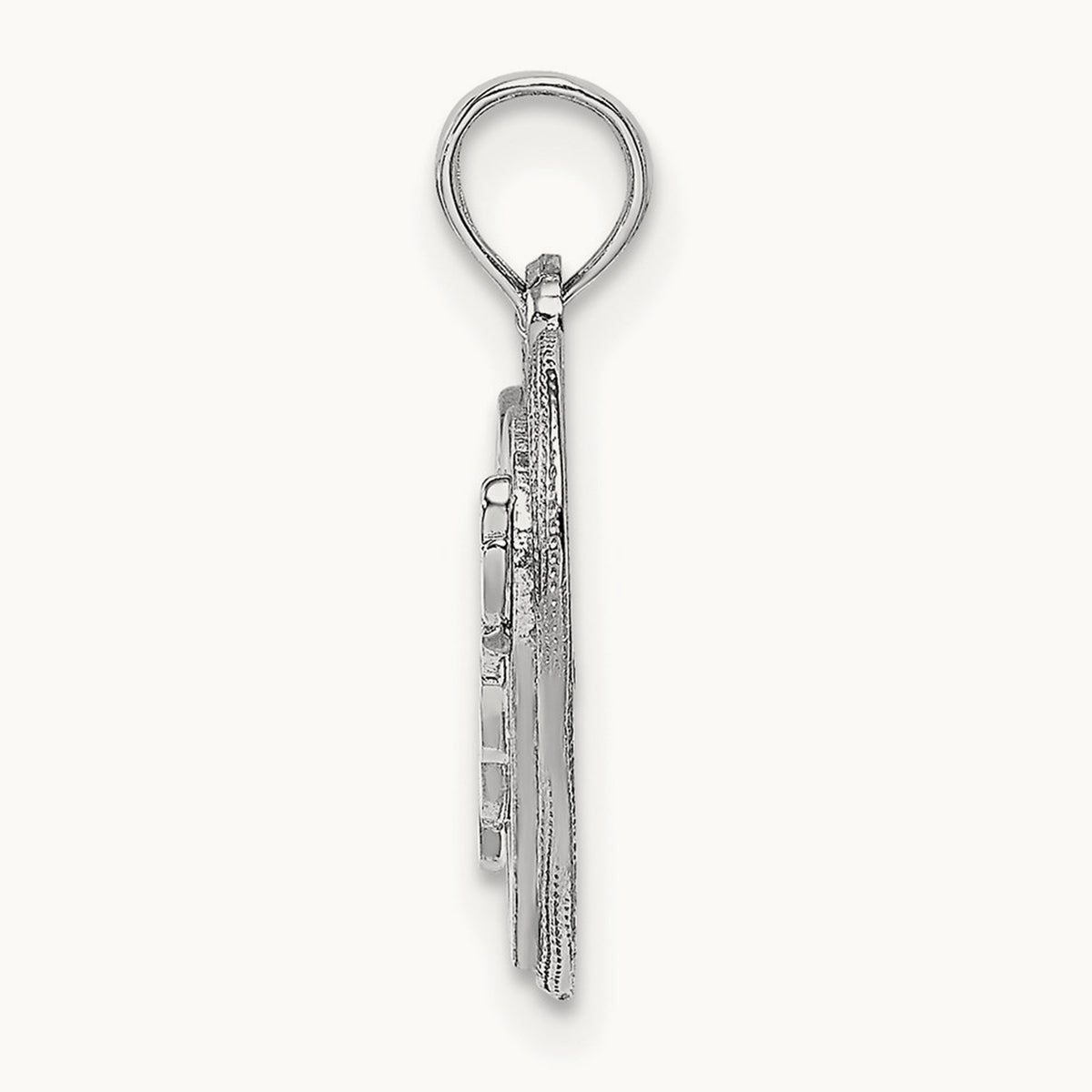 MOM Inside Heart Charm — 14K White Gold, 18.5mm