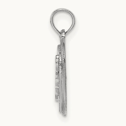 MOM Inside Heart Charm — 14K White Gold, 18.5mm