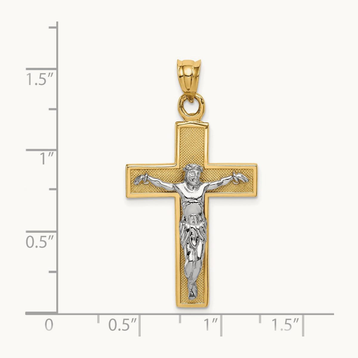 Crucifix Pendant, 14K Two-tone