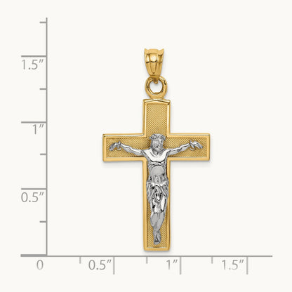 Crucifix Pendant, 14K Two-tone