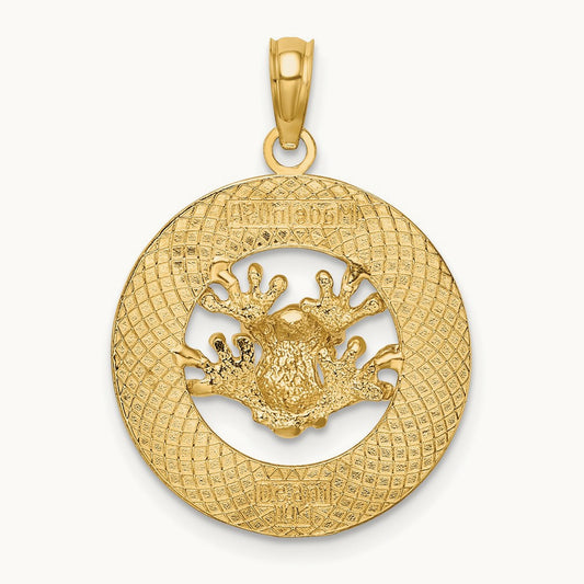 ANTIGUA, W.I. Circle w/ Frog Charm, 14K