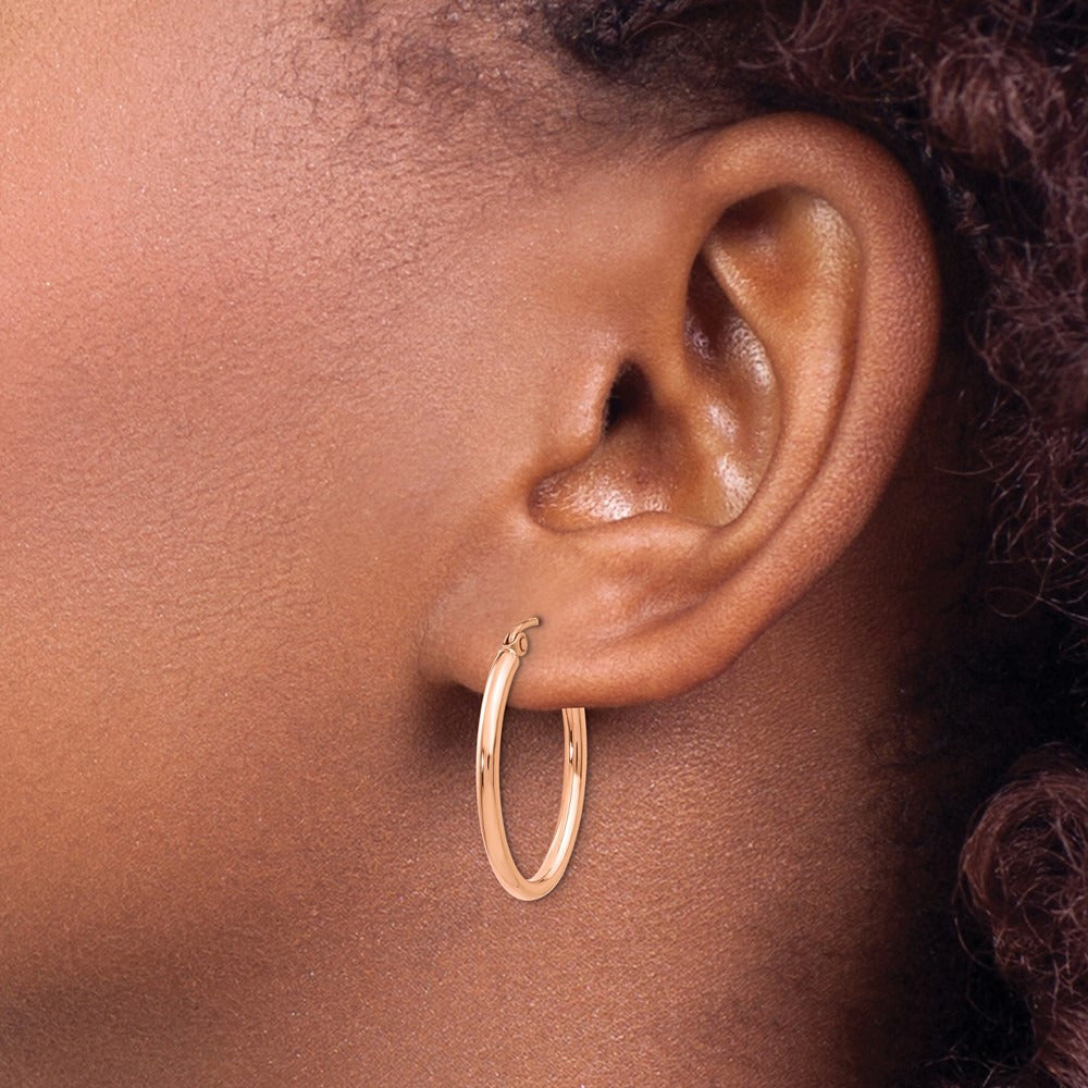 Oval Hoop Earrings — 14K Rose Gold, 17mm