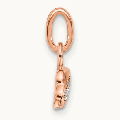 Polished Diamond Dolphin Charm, 14K Rose Gold
