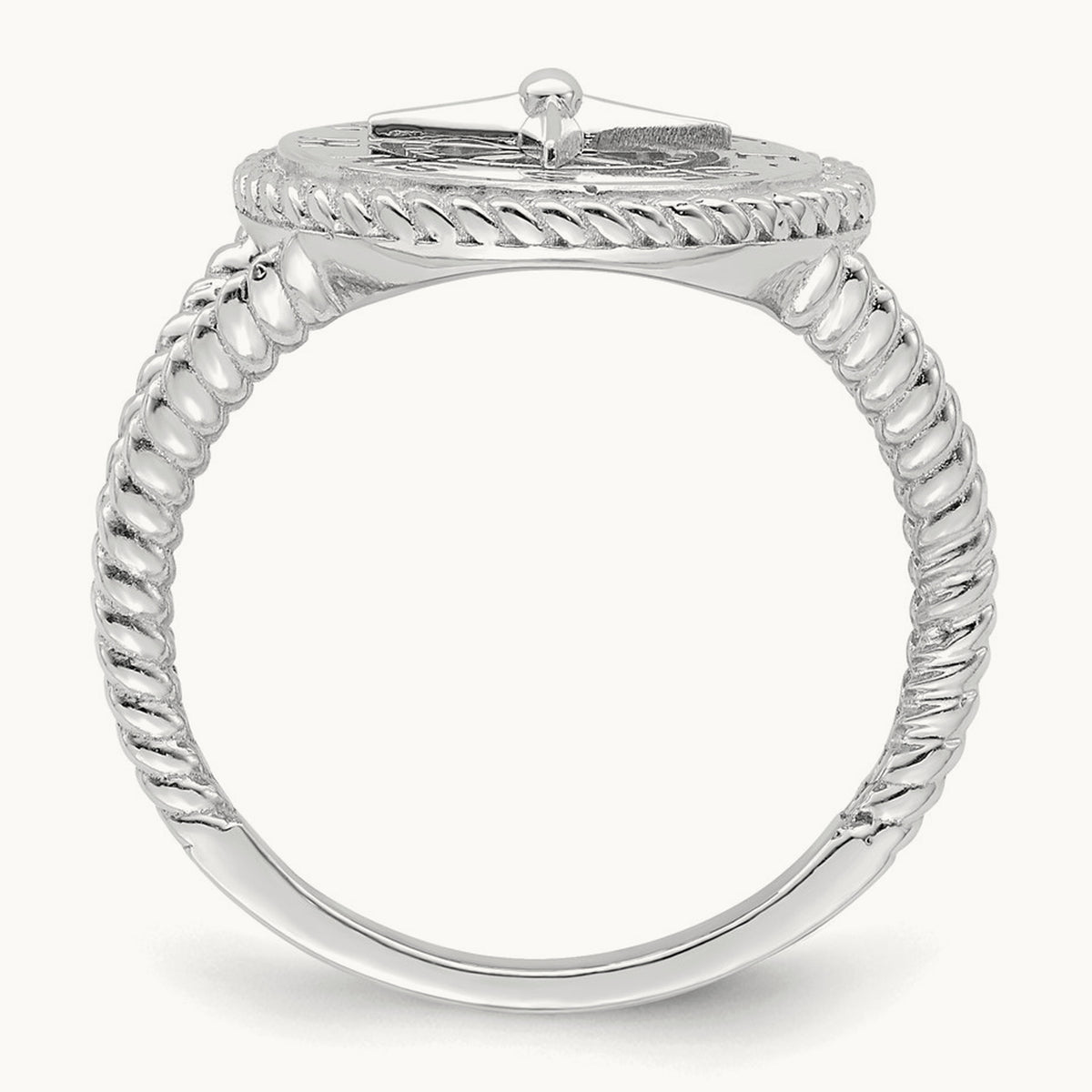 Nautical Compass Rope Ring, 14K White Gold