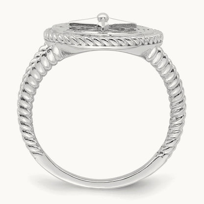 Nautical Compass Rope Ring, 14K White Gold