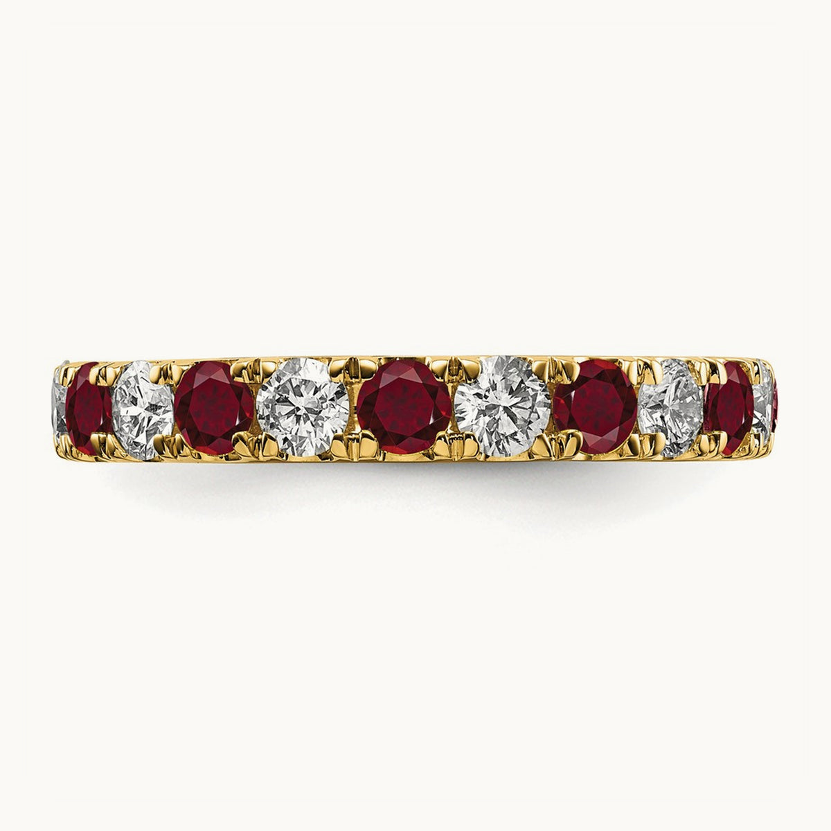 Created Ruby Eternity Band — 14K Yellow Gold, 3.25 mm
