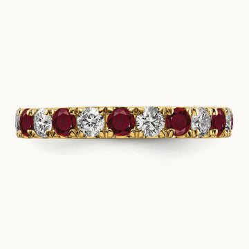 Created Ruby Eternity Band, 1.00-1.25 ct tw Lab-Grown Diamond — 14K Yellow Gold