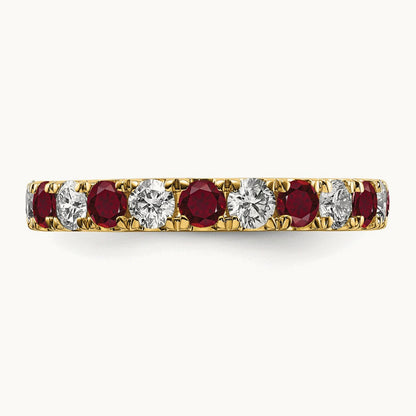 Created Ruby Eternity Band, 1.00-1.25 ct tw Lab-Grown Diamond — 14K Yellow Gold