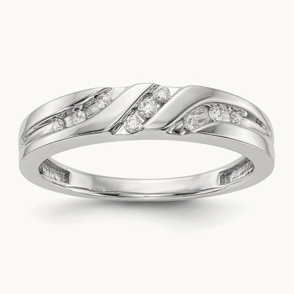 Complete Diamond Trio Men's Wedding Band, 14K White Gold