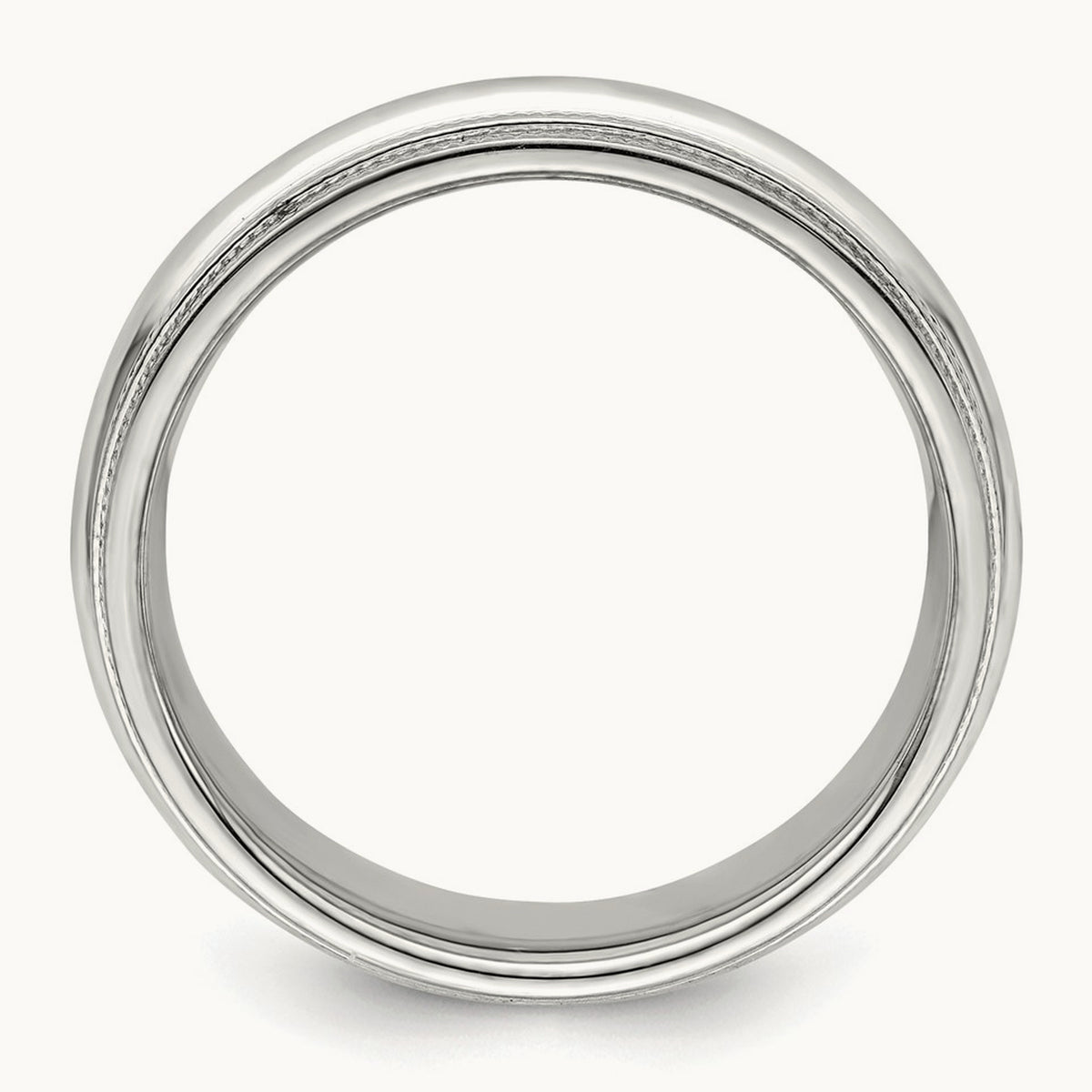 Double Milgrain Comfort Fit Band — 14K White Gold, 6mm