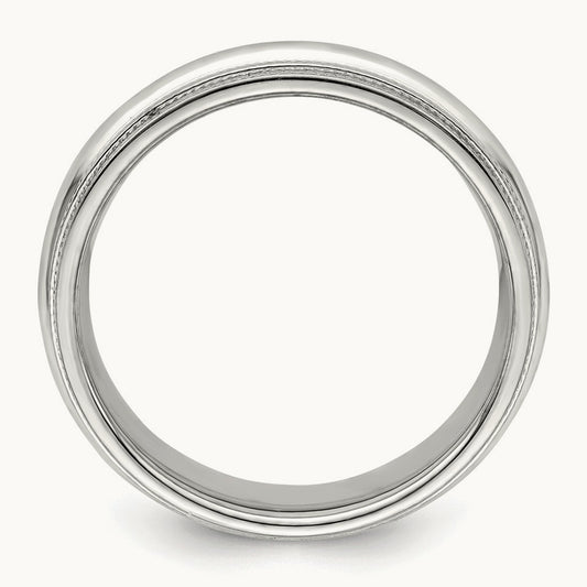 Double Milgrain Comfort Fit Band, 6mm, 10K White Gold