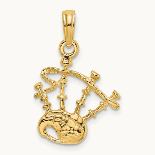 3-D Bagpipes Charm, 14K