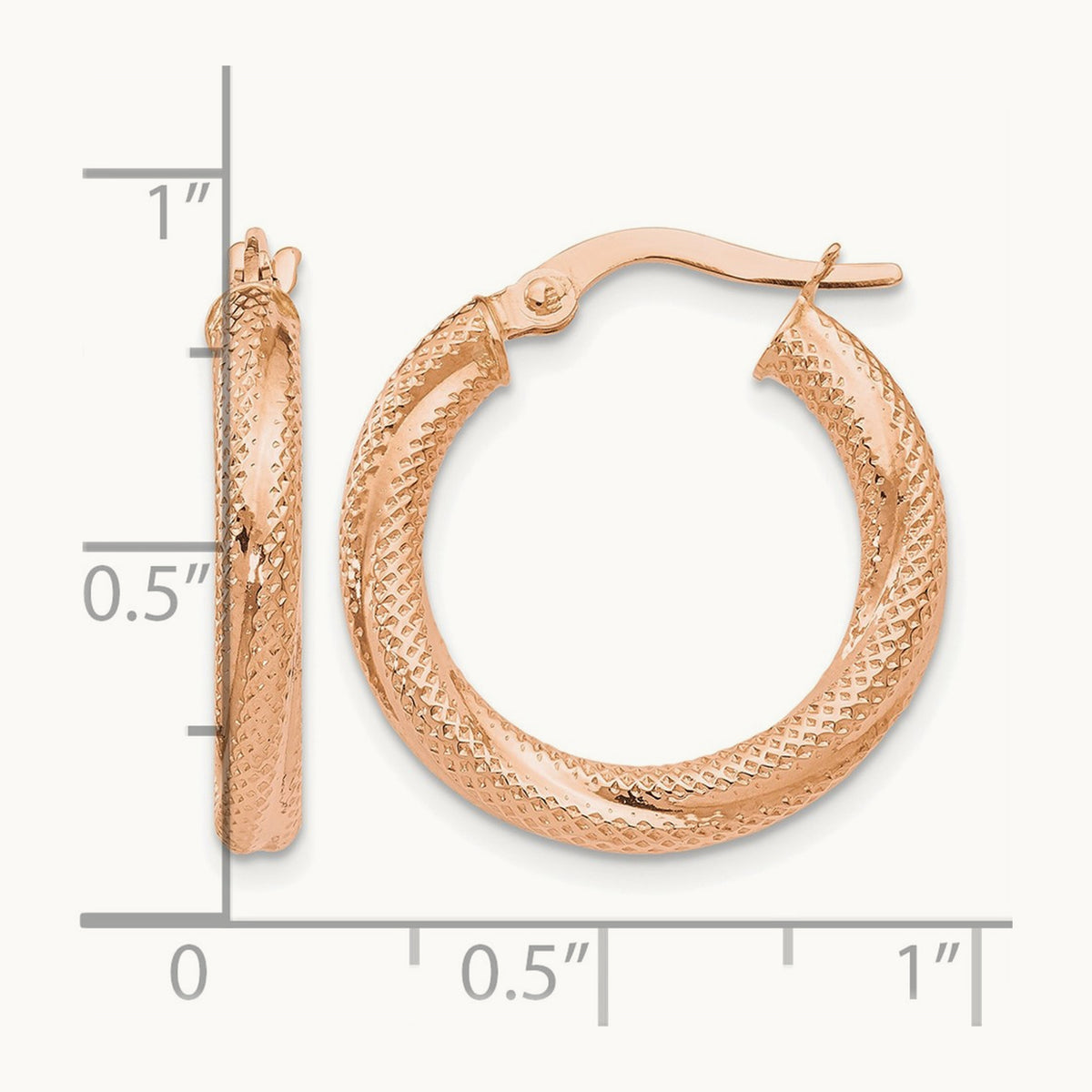Textured Hinged Hoop Earrings — Leslie's — 10K Rose Gold