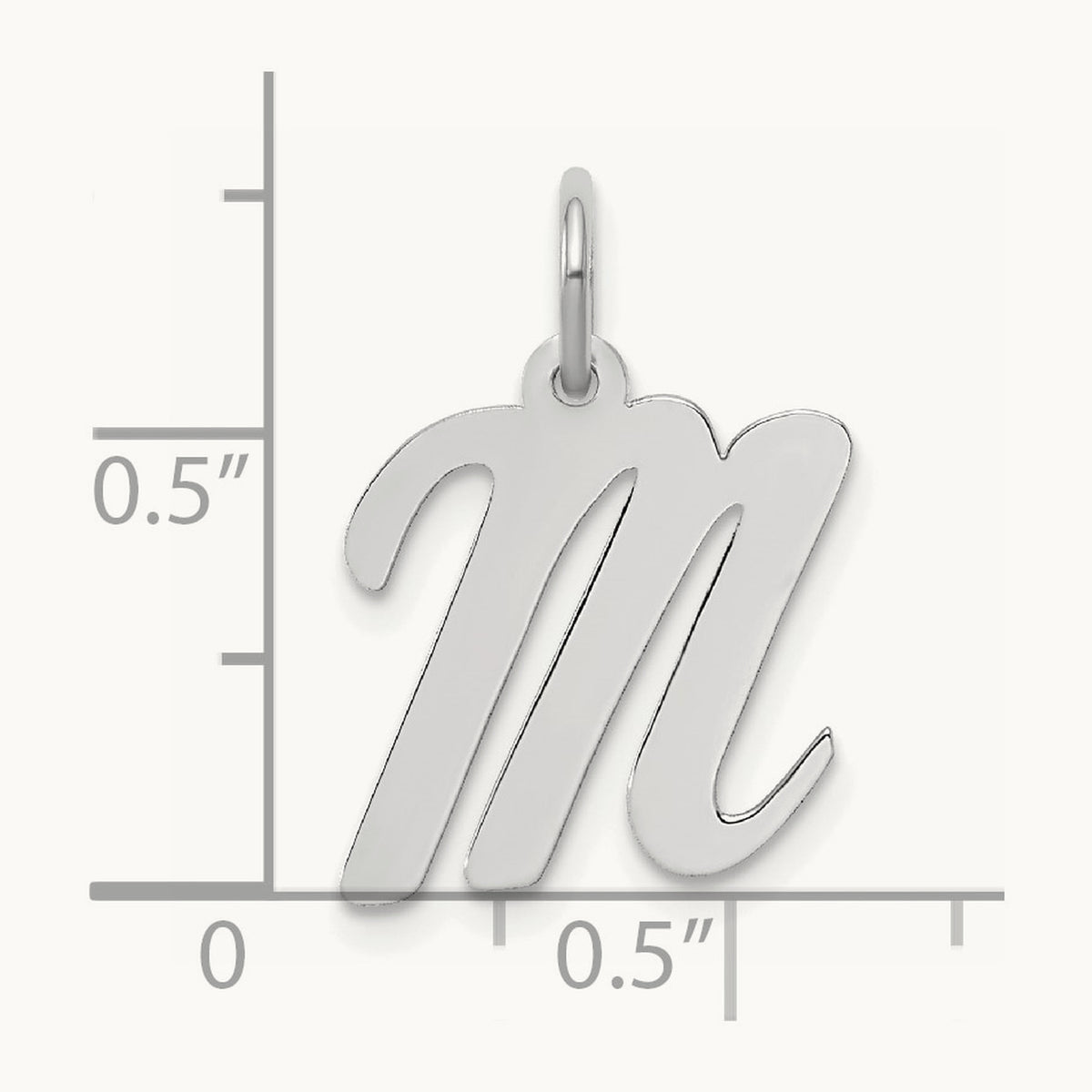 Medium Script Initial Charm — 14K White Gold, M