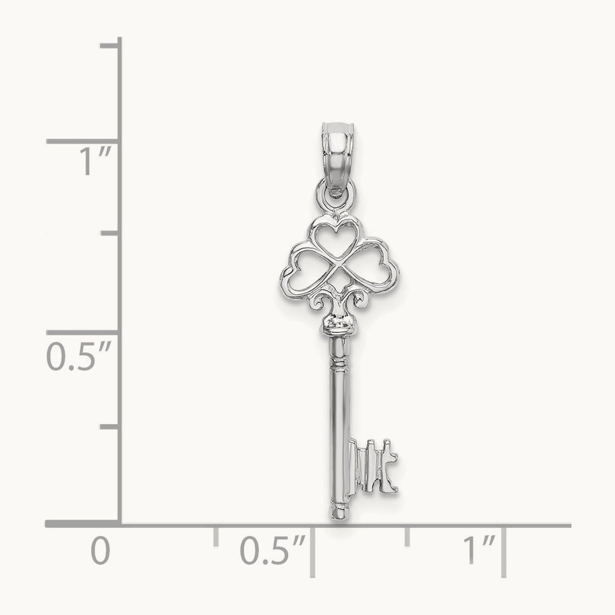 Polished 3-D Hearts Key Charm — 14K Yellow Gold